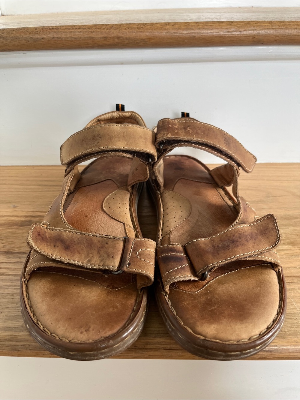 Timberland Brown Leather Hook-and-Loop Sandals